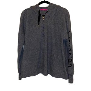 Women's Calvin Klein Performance Quarter Zip Hoodie Sweatshirt XL Gray